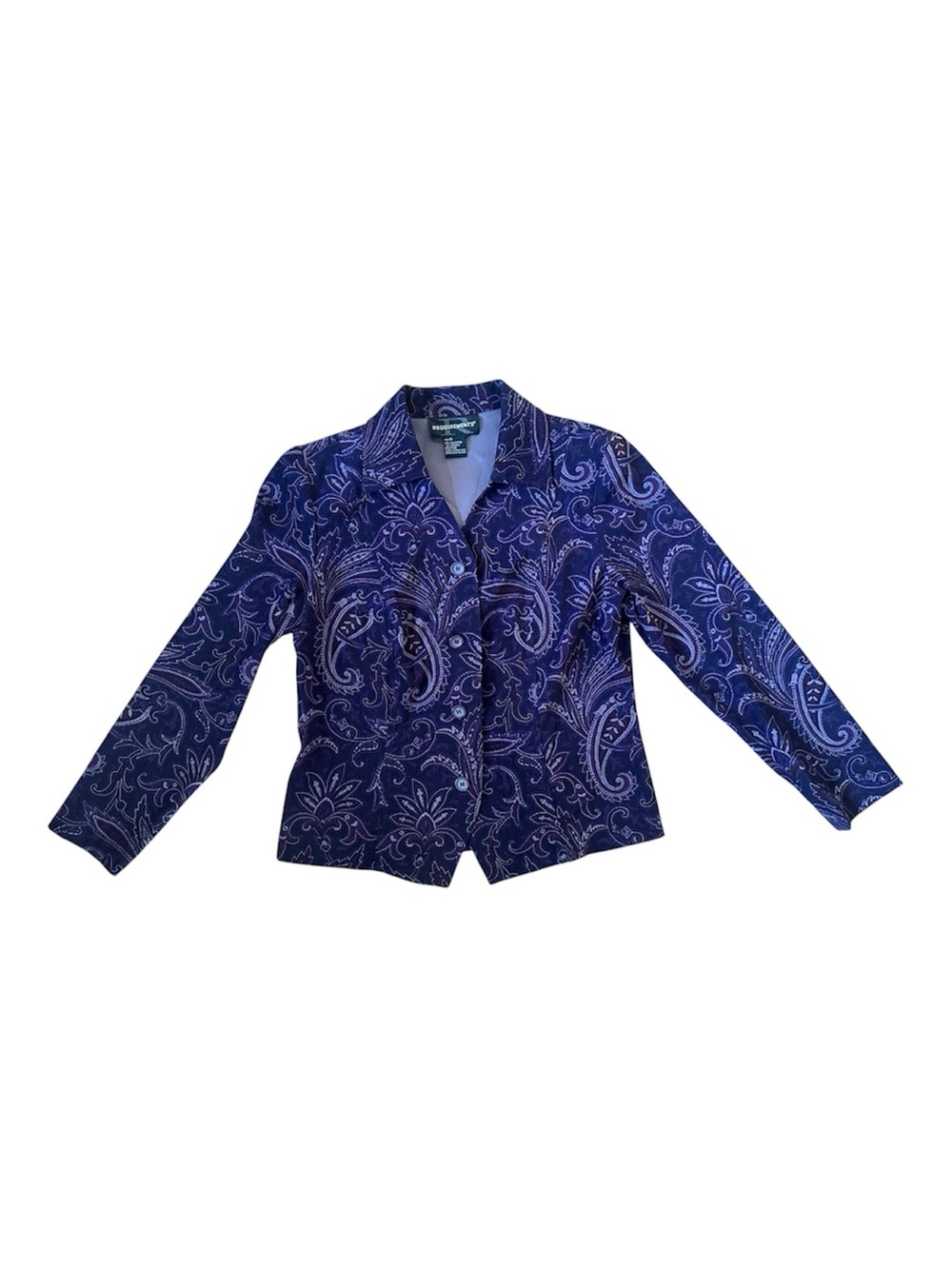 Requirements Purple Paisley Button Front Blazer Jacket Size Small